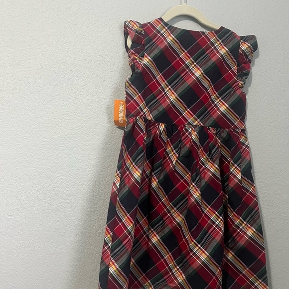 NEW Gymboree Girls Plaid Apple Button Flutter Sleeve Dress- 7 - Picture 2 of 5